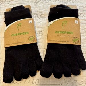 Black Creepers Merino Wool Toe Socks, Large